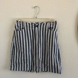 Blue and white striped miniskirt